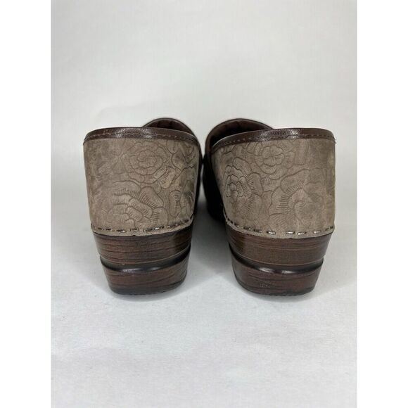 Sanita Shoes Clogs Women Size 40 US 9 Brown Leather Floral - Picture 8 of 15